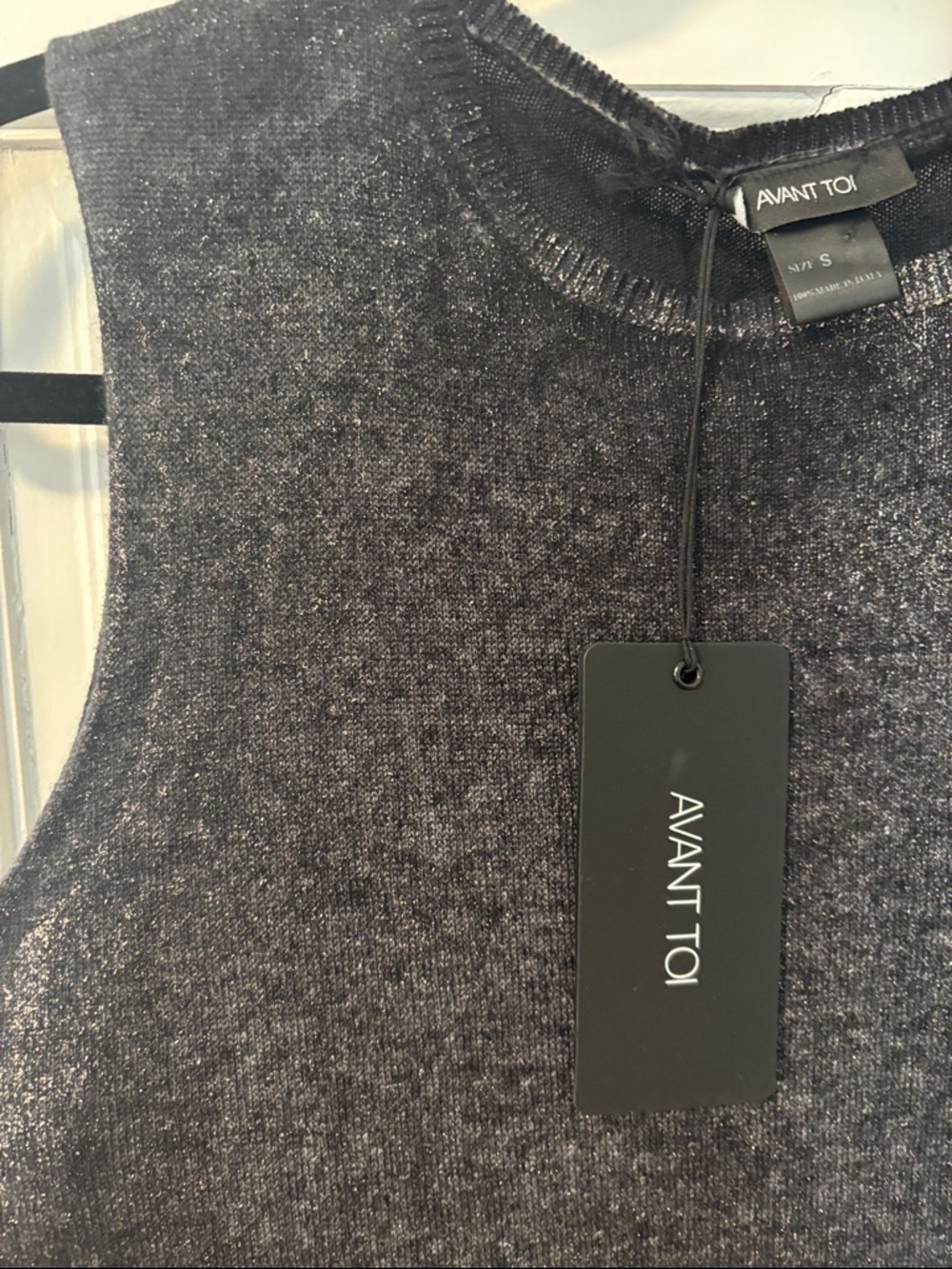 Avant Toi Metallic Charcoal Sleeveless Knit Tank - Picture 3 of 3